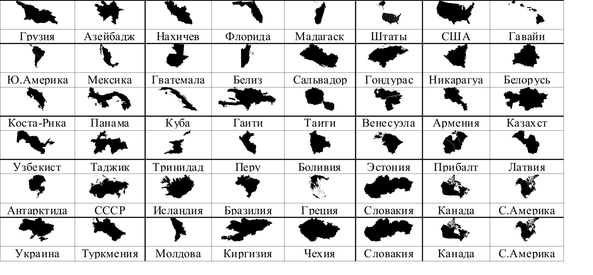 На рисунке представлены контуры стран соседей россии рассмотрите рисунки и выполните задания